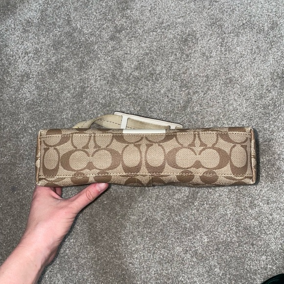 Coach Heritage Stripe Demi Small Handbag Brown & White Y2K Horse & Carriage Logo - Picture 7 of 7